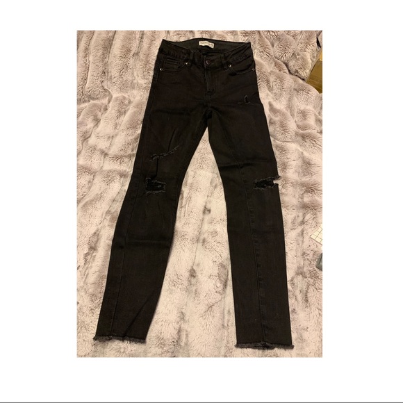 3/$25 Mid Rise Black Distressed Jeans - Picture 1 of 3